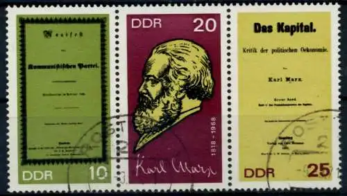 DDR ZUSAMMENDRUCK Nr WZd195 gestempelt 3ER STR 8D0B7A