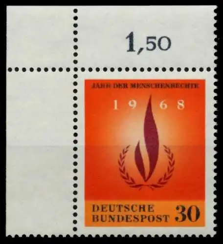 BRD 1968 Nr 575 postfrisch ECKE-OLI 8EF68E