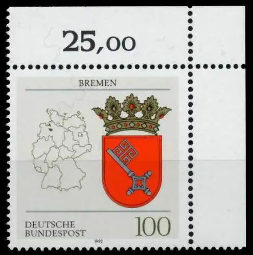 BRD 1992 Nr 1590 postfrisch ECKE-ORE 8F7DE6
