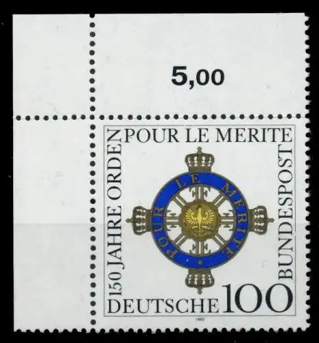 BRD 1992 Nr 1613 postfrisch ECKE-OLI 8FB9E6