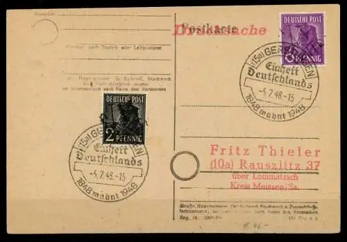 SBZ HANDST BEZIRK 14 Nr 166+167 BRIEF POSTKARTE 8FFF5A