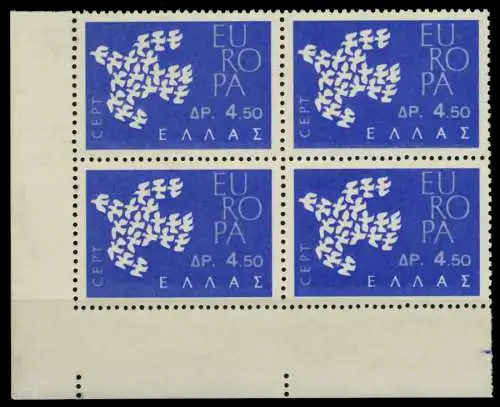 GRIECHENLAND 1961 Nr 776 postfrisch VIERERBLOCK ECKE-UL 91E52E