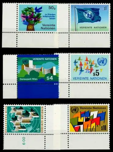 UNO WIEN Nr 1-6 postfrisch JAHRGANG ECKE-ULI 92A636