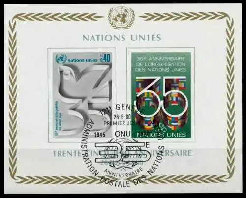 UNO GENF Block 2 zentrisch gestempelt S03E8FA
