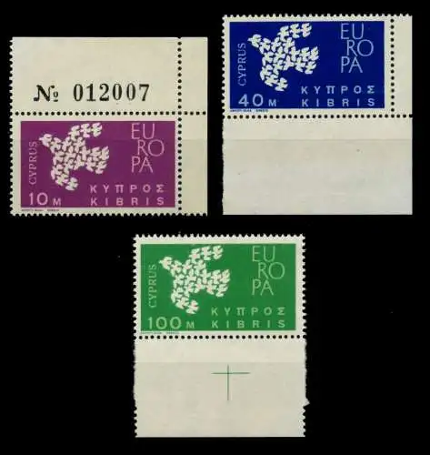 ZYPERN 1961 Nr 197-199 postfrisch ECKE-ORE 92E13A