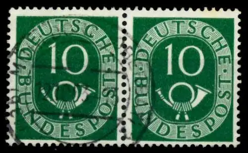 BRD DS POSTHORN Nr 128 zentrisch gestempelt WAAGR PAAR 955A26