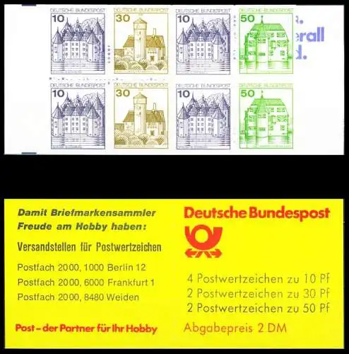 BRD MARKENHEFTCHEN Nr MH 22 IadK1oZ postfrisch S0326E2