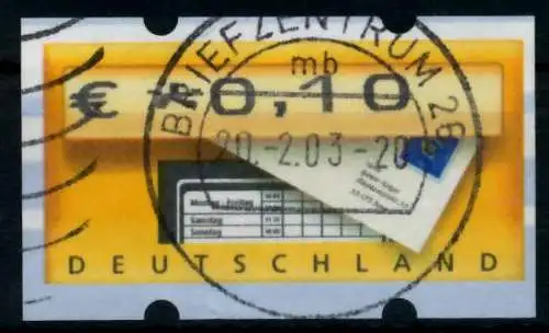 BRD ATM 2002 Nr 5-1-0010 gestempelt 9706D6