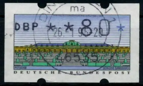BRD ATM 1993 Nr 2-1.1-0080 zentrisch gestempelt 97439E