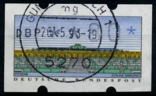 BRD ATM 1993 Nr 2-1.1-0080 zentrisch gestempelt 974582