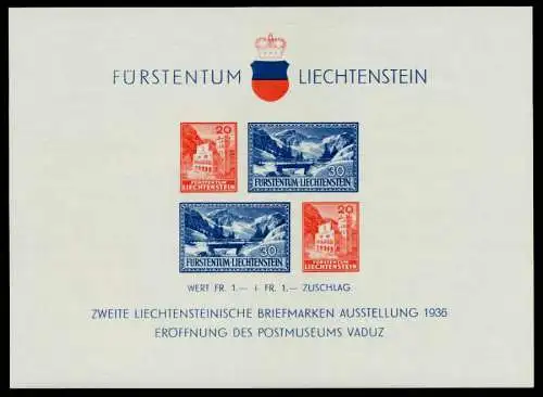 LIECHTENSTEIN BLOCK KLEINBOGEN Block 2 postfrisch 6A8B3E