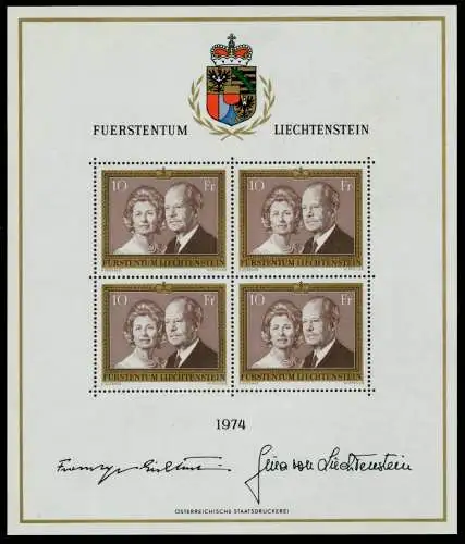 LIECHTENSTEIN BLOCK KLEINBOGEN Nr 614I zentrisch gestempelt 6A9106