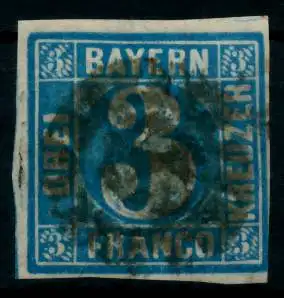 BAYERN QUADRAT AUSGABE Nr 2II gestempelt 6BB96E
