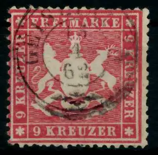 WÜRTTEMBERG AUSGABE VON 1860 61 Nr 19ya gestempelt gepr. 6BBBFE