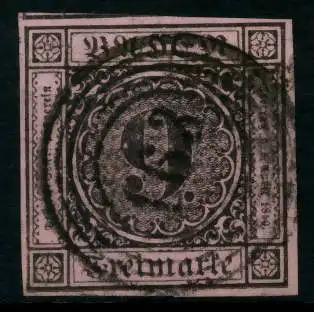 BADEN AUSGABEN VON 1851 - 1858 Nr 4b zentrisch gestempelt 14EB4E