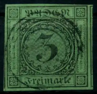 BADEN AUSGABEN VON 1851 - 1858 Nr 6 zentrisch gestempelt 6BBF12