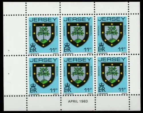 JERSEY HEFTCHENBLATT Nr HB 0-31 APR83 postfrisch 6BE6F6
