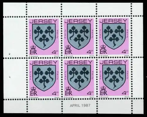 JERSEY HEFTCHENBLATT Nr HB 0-42 APR87 postfrisch 6BE70A