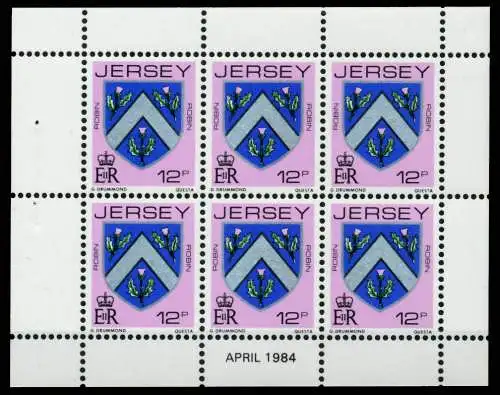 JERSEY HEFTCHENBLATT Nr HB 0-33 APR88 postfrisch 6BE70E
