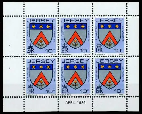 JERSEY HEFTCHENBLATT Nr HB 0-28 APR86 postfrisch 6BE716