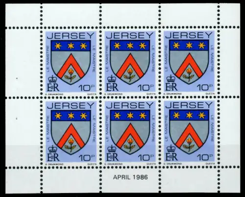 JERSEY HEFTCHENBLATT Nr HB 0-28 APR86 postfrisch 6BE716