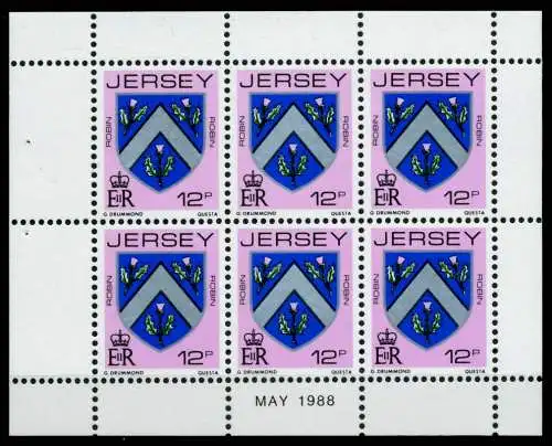 JERSEY HEFTCHENBLATT Nr HB 0-33 MAY88 postfrisch 6BE75A