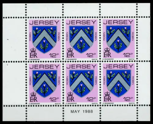 JERSEY HEFTCHENBLATT Nr HB 0-33 MAY88 postfrisch 6BE75A