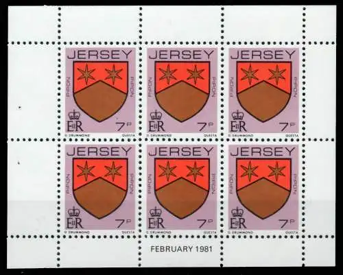 JERSEY HEFTCHENBLATT Nr HB 0-27 FEB81 postfrisch 6BE772