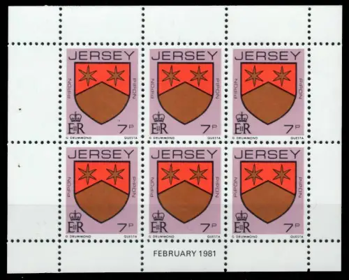 JERSEY HEFTCHENBLATT Nr HB 0-27 FEB81 postfrisch 6BE772