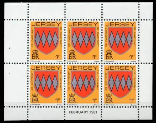 JERSEY HEFTCHENBLATT Nr HB 0-25 FEB81 postfrisch 6C17CA