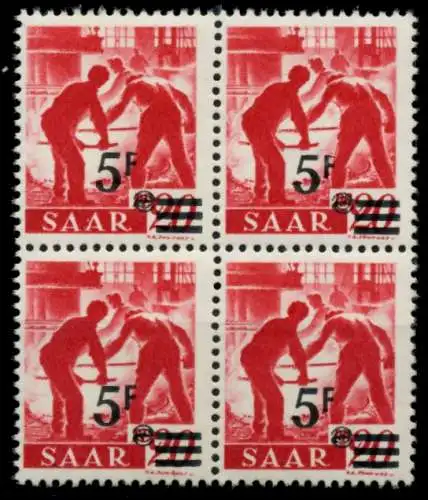 SAARLAND 1947 Nr 232ZII postfrisch VIERERBLOCK 6D141E