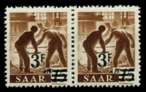 SAARLAND 1947 Nr 230ZII postfrisch WAAGR PAAR 6D144E