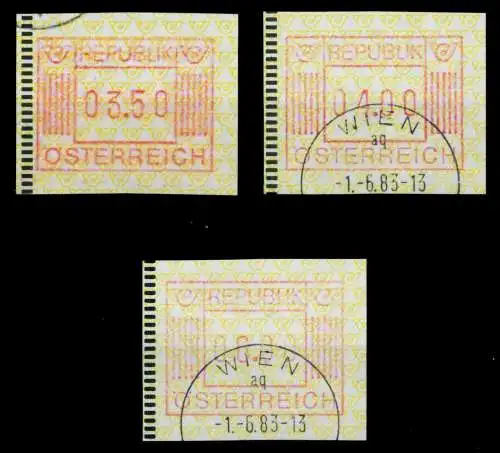 ÖSTERREICH AUTOMATENMARKEN Nr ATM 1-3.5S-ATM 1- 6DA962