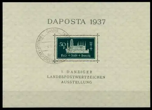 DANZIG 1937 Block1b-SO zentrisch gestempelt 6DD196