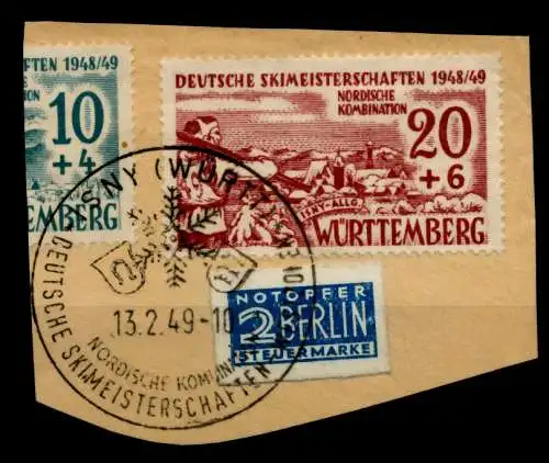 FRANZ. ZONE WTTBG Nr 39 zentrisch gestempelt Briefst³ck gepr. 6E326A