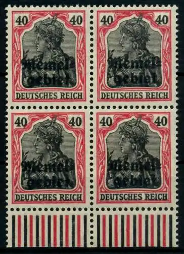 MEMEL 1920 GERMANIA Nr 6 postfrisch VIERERBLOCK URA 6F4C1E