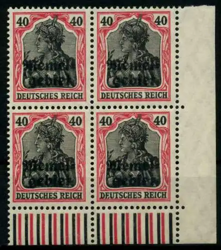 MEMEL 1920 GERMANIA Nr 6 postfrisch VIERERBLOCK ECKE-UR 6F4C82