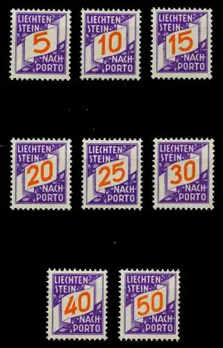 LIECHTENSTEIN PORTOMARKEN 1928 Nr 13-20 postfrisch 6F4FD6
