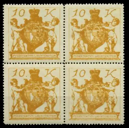 LIECHTENSTEIN 1920 Nr 39 postfrisch VIERERBLOCK 6FDFCA