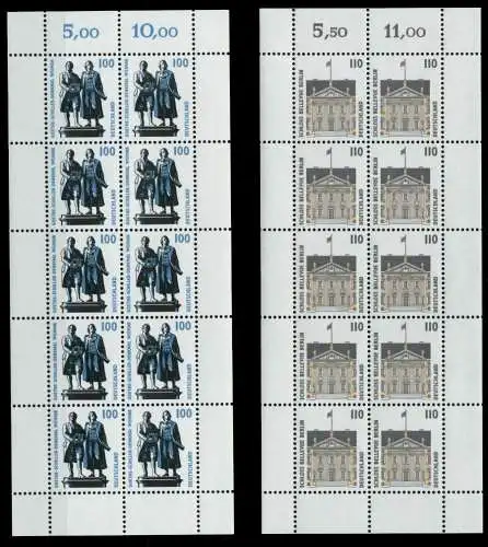 BRD BUND DS SEHENSWÜRDIGKEITEN Nr 1934KB-1938KB S27AA12