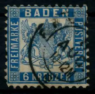 BADEN AUSGABEN VON 1862 - 1866 Nr 19b gestempelt gepr. 744992