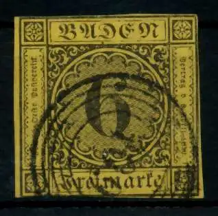 BADEN AUSGABEN VON 1851 - 1858 Nr 7 gestempelt gepr. 7449E6