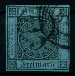 BADEN AUSGABEN VON 1851 - 1858 Nr 8 gestempelt gepr. 7449F6