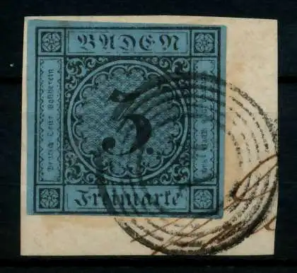 BADEN AUSGABEN VON 1851 - 1858 Nr 8 gestempelt Briefst³ck 744A02
