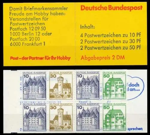 BRD MARKENHEFTCHEN Nr MH 22 IpoZ postfrisch S2B6C4E