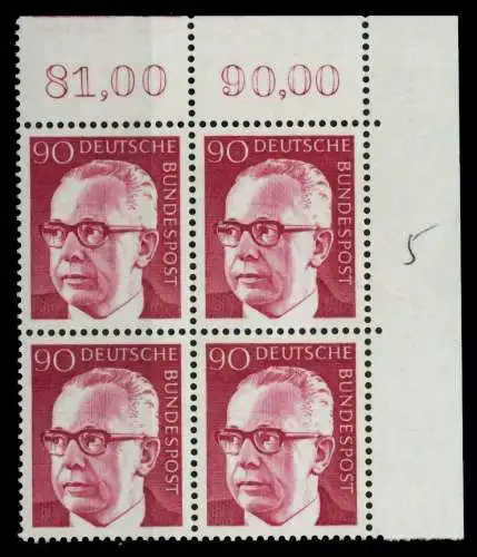 BRD DS HEINEM Nr 643 postfrisch VIERERBLOCK ECKE-ORE 74B70E