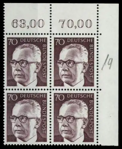 BRD DS HEINEM Nr 641 postfrisch VIERERBLOCK ECKE-ORE 74B716