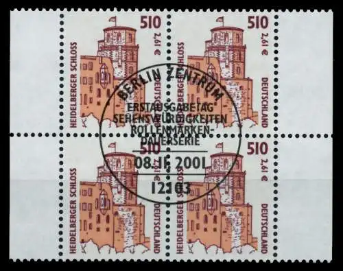 BRD DS SEHENSW Nr 2225 zentrisch gestempelt VIERERBLOCK 750CAA