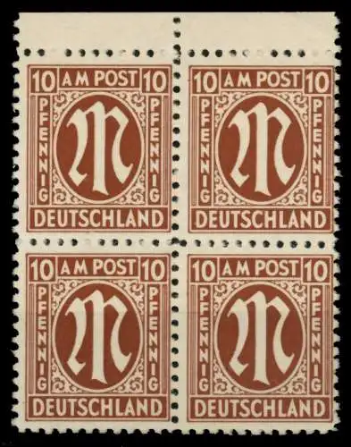 BIZONE AM-POST Nr 6z postfrisch VIERERBLOCK 75F342