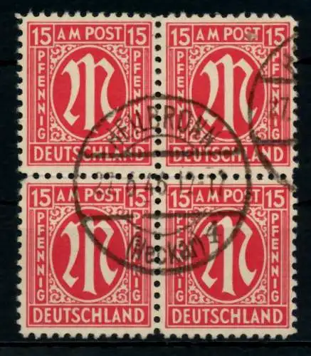 BIZONE AM-POST Nr 8z gestempelt VIERERBLOCK 760BAE